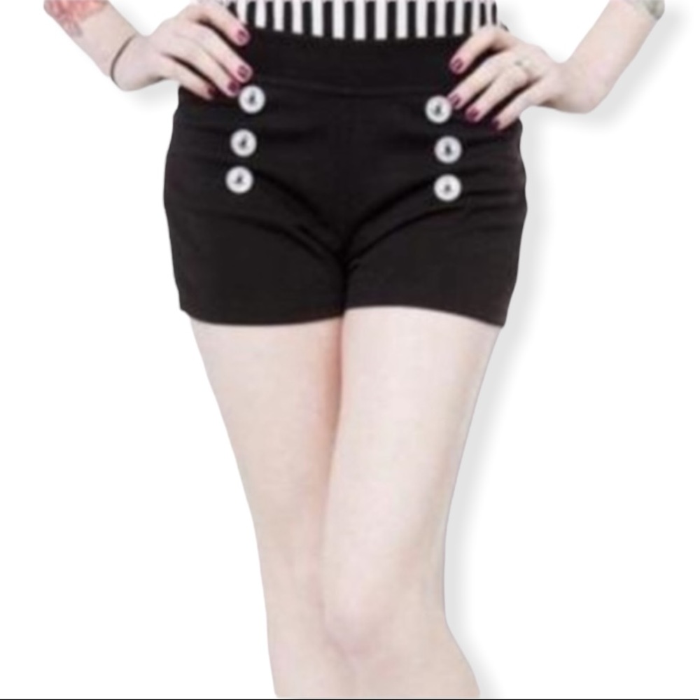 NWT Sourpuss Black Rockabilly Pinup Sailor Shorts / Size 3X / XXXL